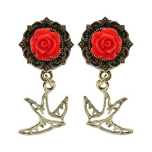 Vintage Sparrow Dangle Øretunneler Røde 12mm