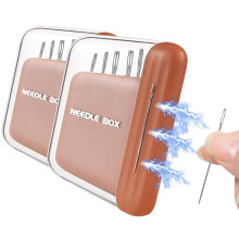 2-Pack Magnetic Sewing Needle Case w/ 10 Embroidery Needles (5 Sizes), Mini Storage Box for Hand Sewing & Crafts (Green)