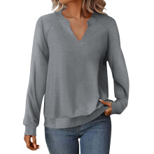 Lässiges Damen-Sweatshirt mit V-Ausschnitt, langen Ärmeln und lockerer Passform