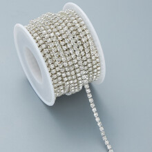 Rouleau de chaîne en strass argentée et blanche, 10 yards