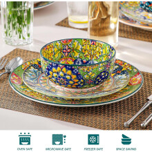 Bohemian ceramic cereal bowls 6-pack 28 oz