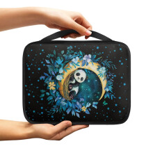 Panda Print Bible Case for Women & Men – Floral Moon/Star Pattern, Waterproof, Portable with Handle, Compatible with Large Bibles
