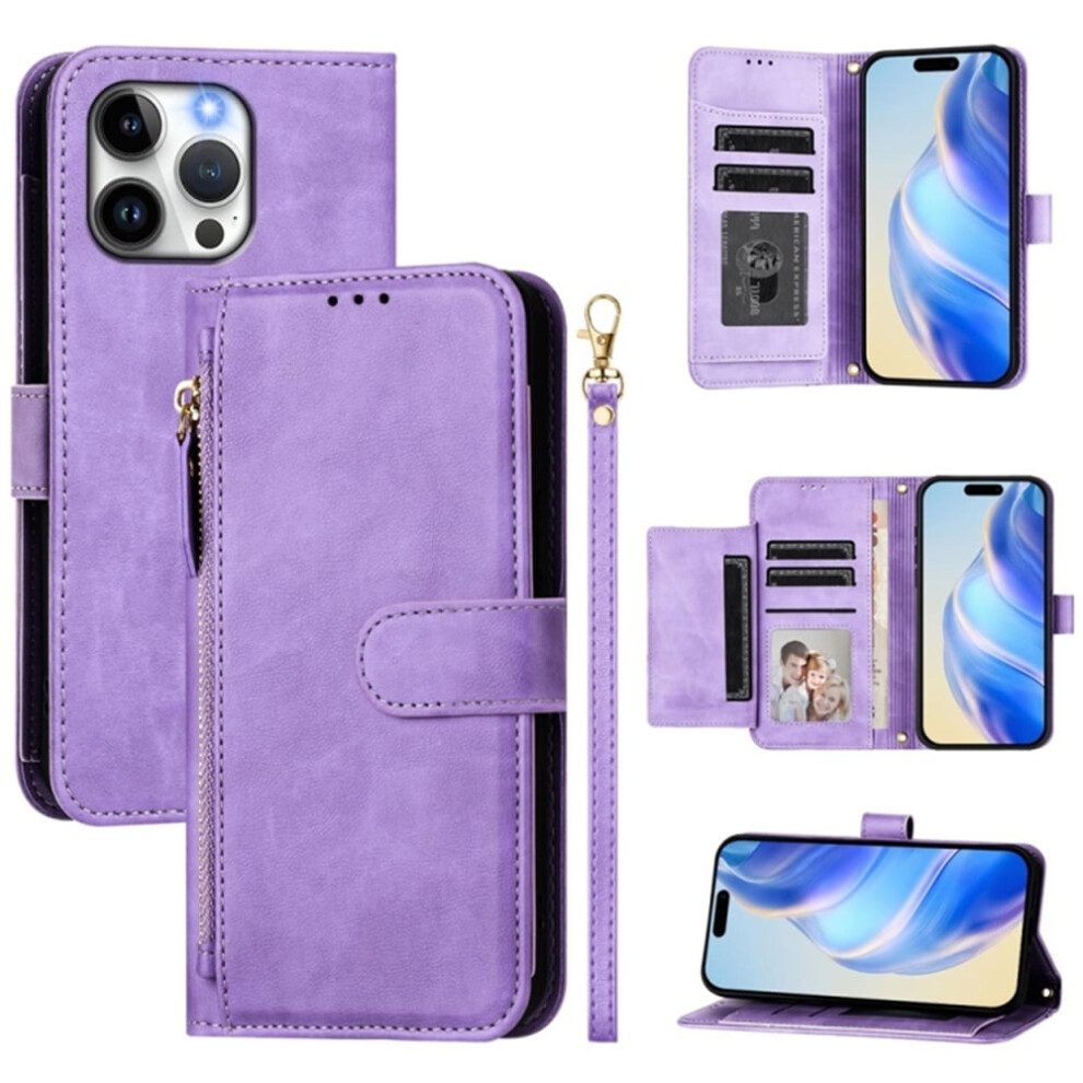 Leather Wallet Case For Iphone 14 Pro Max 6.7", Multi-Card Slots & Zipper, Compatible With Iphone 14 Pro Max Red 9152228567863