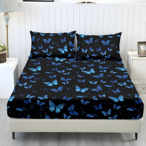 Twin XL kølelagensæt dybe lommer Butterfly sort