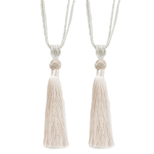 2 Pack Curtain Tiebacks Handmade Decorative Curtain Holdbacks Rope with Tassel- Beige