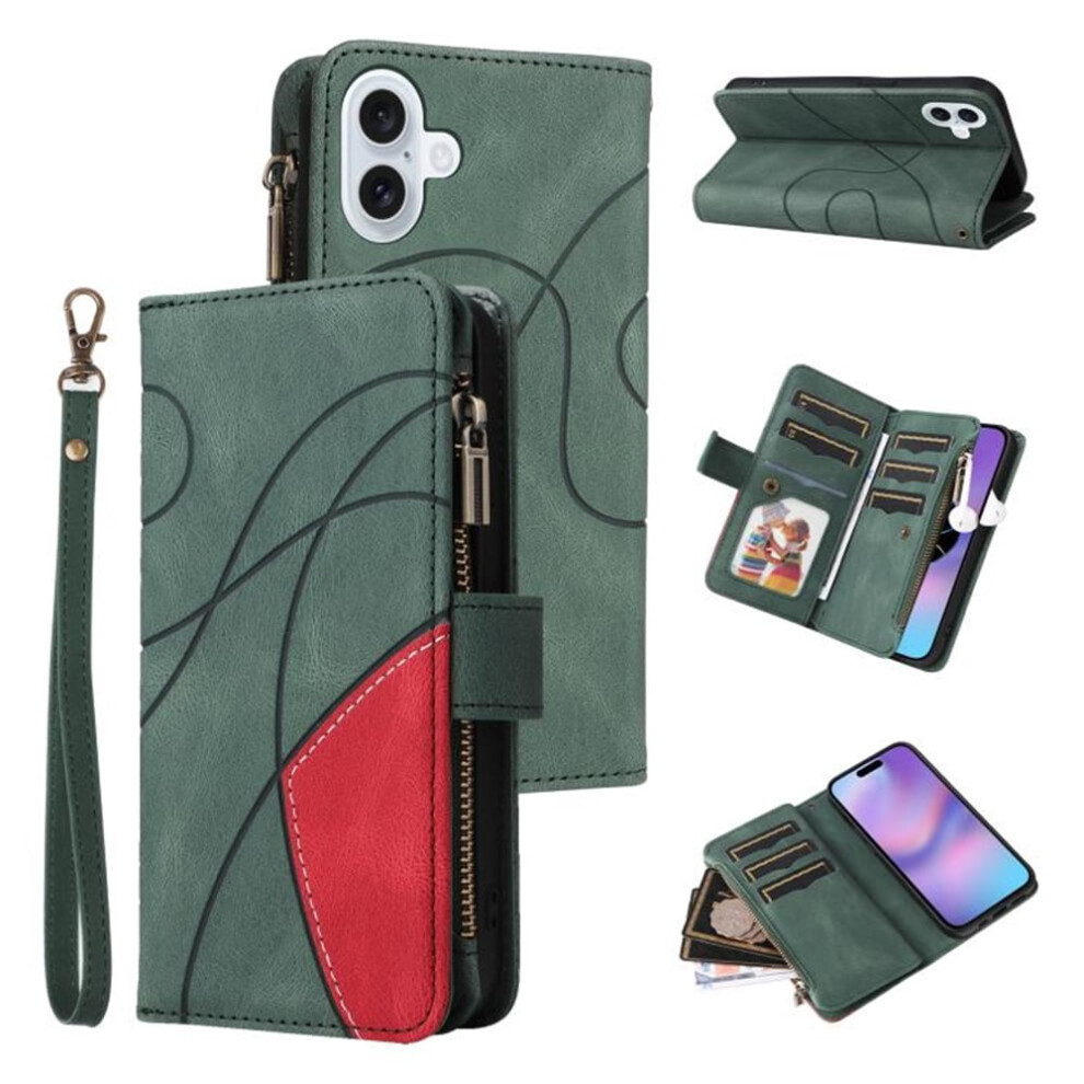 Iphone 17 Wallet Case Pu Leather 9-Card Holder Green 9165521192014