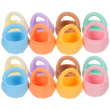 16Pcs Resin Mini Woven Baskets with Handles Assorted Color for Decor