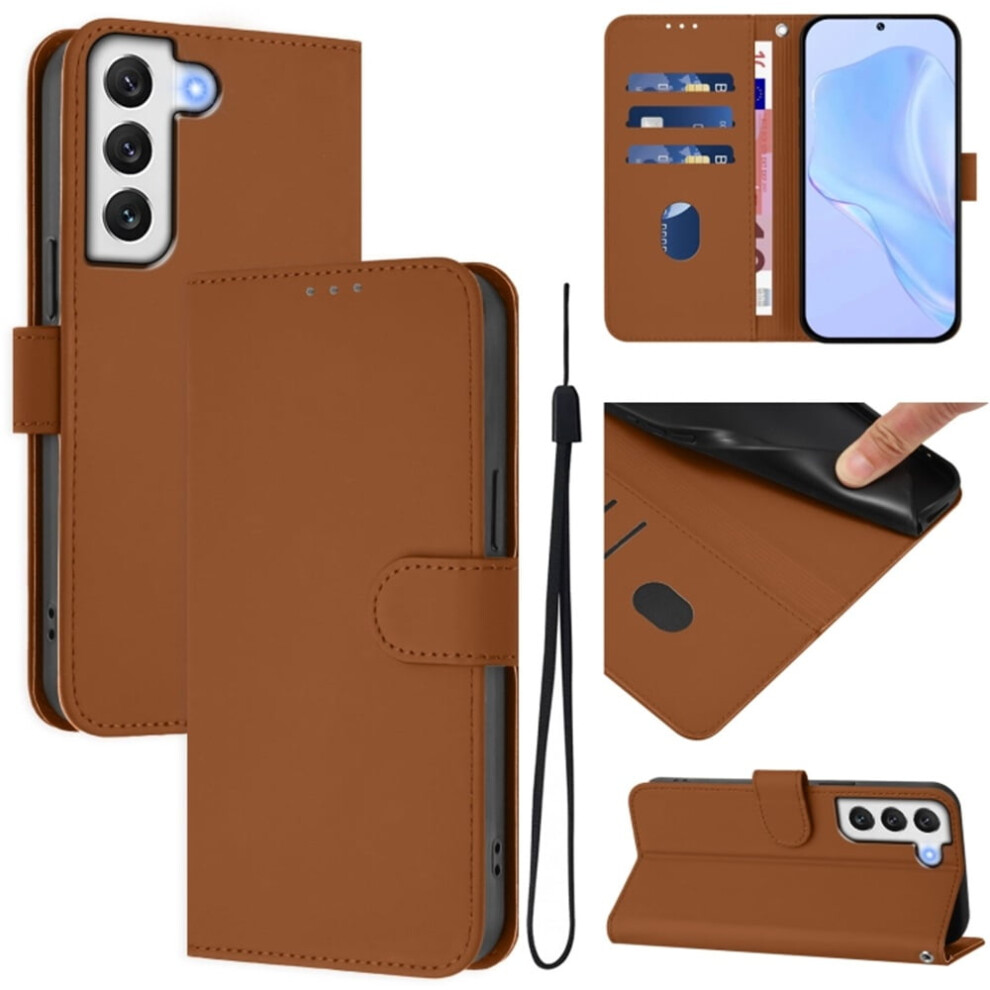Wallet Case Compatible With Samsung Galaxy S21 Fe 5G Â Pu Leather Magnetic Flip Folio With 3 Card Slots & Wrist Strap, Brown 9165521677238