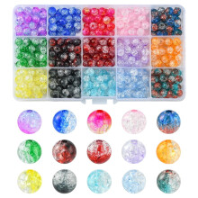 Transparent Crackle Acrylic Beads Round 8x7.5mm 420 pcs 15