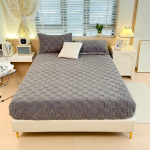 Flannel Fitted Sheet 60x80" King, Warm Fleece, Elastic Corners, Deep Pocket, Checkerboard Print, Machine Washable