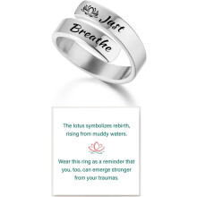 Stainless Steel Just Breathe Ring Adjustable Spiral Wrap