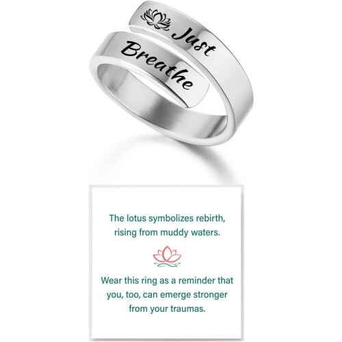 Stainless Steel Just Breathe Ring Adjustable Spiral Wrap