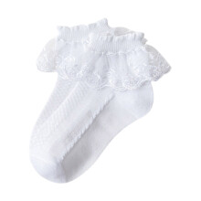 Calzini da bambina con volant, in organza doppia, in cotone bianco, eleganti, per bambine dai 4 ai 7 anni.