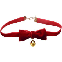 Halskette mit rotem Herz und Schleife, Weihnachts-Choker aus rotem Samt für Damen, Schmuck für Weihnachten und Abschlussball