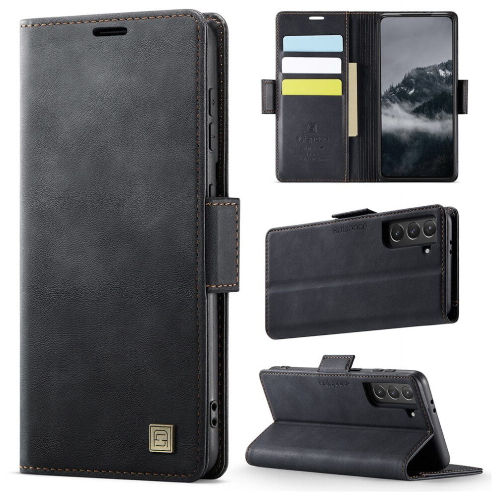 Autspace Magnetic Wallet Phone Case For Compatible With Samsung Galaxy S21 6.2-Inch Â Shockproof Leather Flip Case With Card Holder, Black 9165521678853