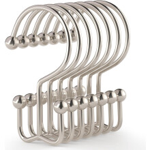 Crochets de rideau de douche antirouille à double anneau de glissement, 24 pièces