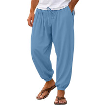 Men's relaxed fit stretch trousers sky blue XXL