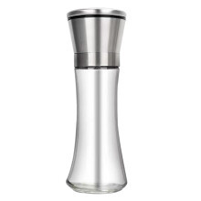Spice Mill Grinder for Salt Pepper, Robust Glass Body with High Quality Materials, Tightly Sealed Stainless Steel Lid Caps, Adjustable Ceramic