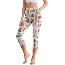 Union Jack jóga leggings nőknek Capri hasizmokkal