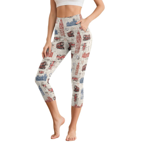 Κολάν Γιόγκα Union Jack για Γυναικεία Capri Tummy Control με...