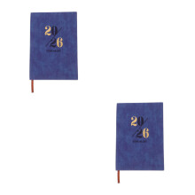 2Stk PU Notizbuch Dunkelblau 2026 Tagesplaner Hardcover Terminkalender