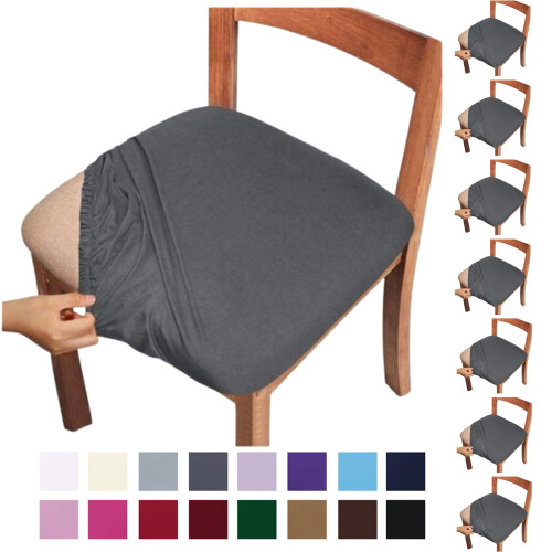 Capas para assento de cadeira de jantar cinza, elásticas, conjunto de 8 peças