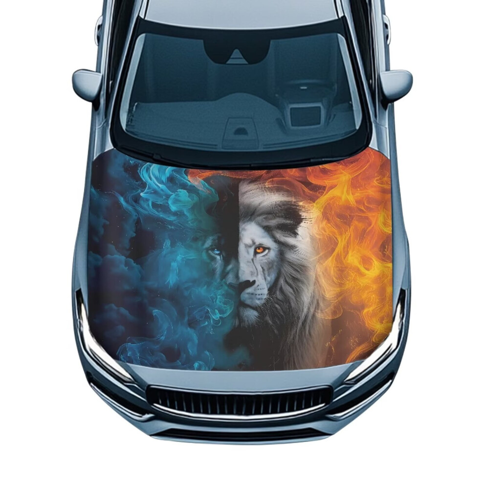 Stretch Polyester Car Hood Cover, Waterproof & All-Weather, Compatible With Cars, Trucks, Vans, Suvs, Pickups Â Cool Lion Print 9405492302396