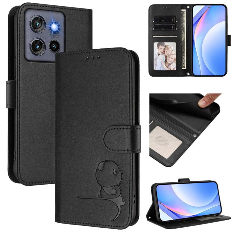 Litter Panda Embossed Leather Case For Motorola Moto G Stylus 5G 2025 Â Rfid Wallet, Magnetic Clasp, Lanyard & Flip Stand, Black 9405492300248