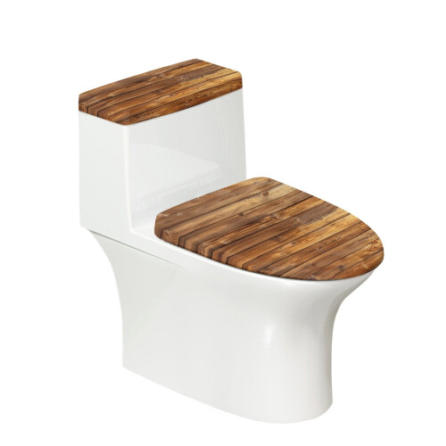 Toiletlåg og tankdæksel i træprint, 2 stk.