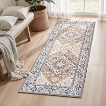 Tapis de couloir vintage bohème à fleurs marron 60 x 150 cm