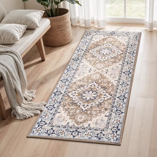Loper Vintage Boho Bloemen Bruin 2x5ft