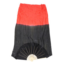 Black Red Gradient Dance Silk Veil Fan Lightweight Bamboo Frame