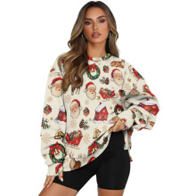 Bluza damska oversize z nadrukiem Świętego Mikołaja, rozmiar M