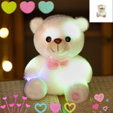 Figurine d'ours lumineux avec ruban et nœud papillon, alimentée par USB