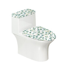 Ensemble de 2 housses de siège de toilette à bord élastique en forme de U, motif feuille verte