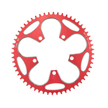 (130BCD Red, 56T) Mountain Bike Chainring 110/130BCD Narrow Wide Round Chainring 5-Bolt Direct Mount Compatible with Shimano/SRAM Crankset Red