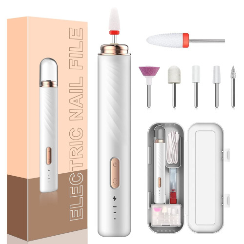 Professional Nail Drill Set, Lightweight Design Portable Design with Ceramic Bit, Adjustable Speed Control Reverse Function for Nail Shaping, Low