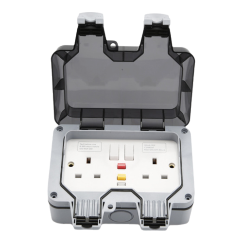 Caixa de tomada elétrica à prova d'água e resistente às intempéries IP66, tomada externa com trava e tampa, tomada de parede com proteção