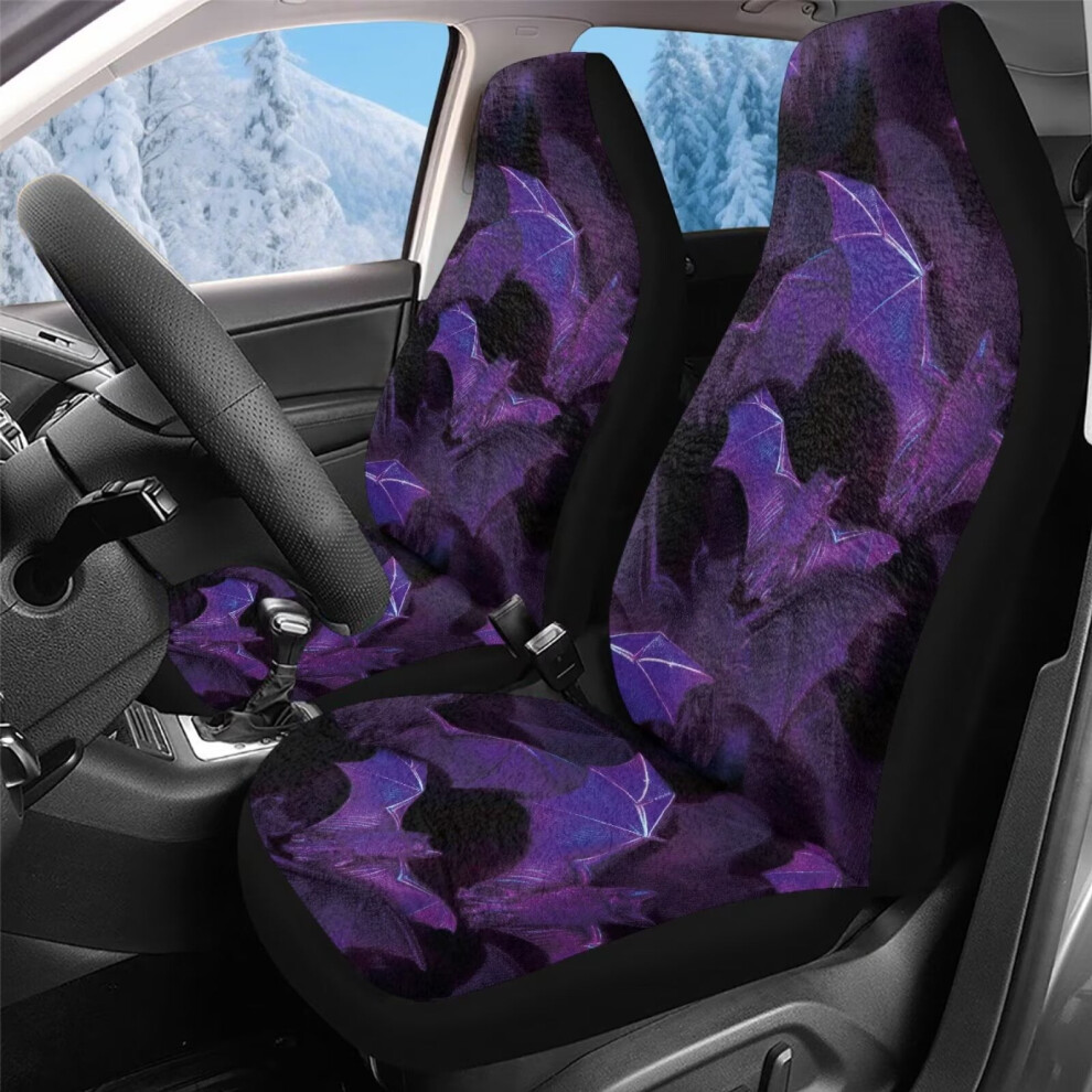 Velvet Car Seat Covers Universal Fit 2-Piece Purple/Coral 968604519796