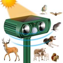 Motion Sensor Animal Repellent Outdoor, Flashing Light and Ultrasonic Animal Repellent Solar Powered Weatherproof Pest Deterrent, Energy-Saving