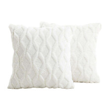 Housse de coussin de luxe, fermeture éclair invisible, housse de coussin carrée en fausse fourrure peluche avec dos en velours, dessus en fausse