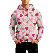 Sweat-shirt à capuche imprimé à manches longues pour homme, rose, taille L