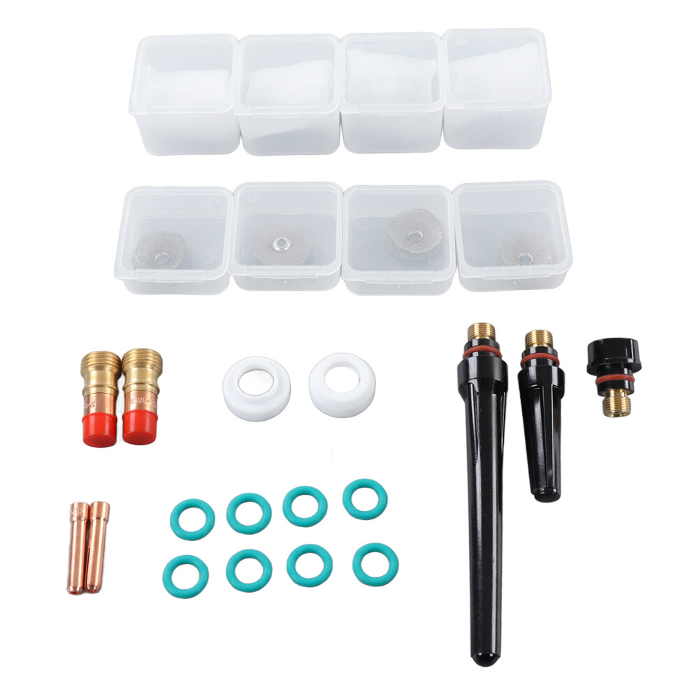 Stubby Gas Lens Tig Torch Repair Kit With Glass Cup O Ring Metal Components And Storage Case For Wp-17/18/26Air Cooled Water Cooled Torches Easy To 9551475320120