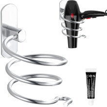 Easy Installation Hair Dryer Holder, Wall Mounted Aluminum Alloy Spiral Blower Stand for Bathroom, Moisture Proof Space Saving Organizer, Widely
