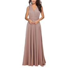 Langes, elegantes Chiffonkleid mit integriertem BH, plissiertes Brautjungfernkleid mit Rüschen und Seitenschlitz, ärmelloses Abendkleid mit