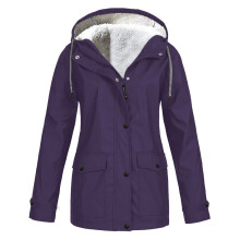 Regenjacke mit Kapuze für Damen, winddichter, wasserdichter, leichter Regenmantel mit Fleecefutter, lässige Windjacke, Damen-Regenbekleidung für