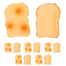 12Pcs Mini Toast Slice PVC Decor Light Yellow Dollhouse Food Accessory
