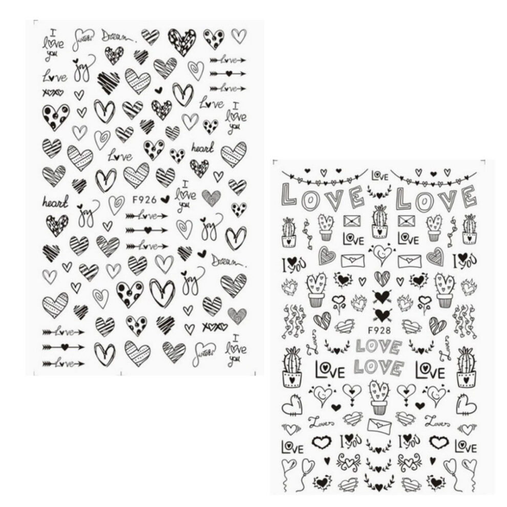 Heart Nail Stickers for Acrylic Nails, Easy to Use Self-Adhesive Love Heart Foil Decals for Manicure DIY Nail Art Decorations, Nail Art Decals with
