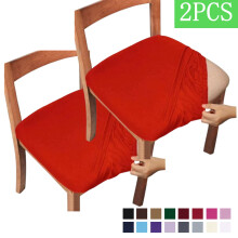 Étkezőszék-üléshuzatok, 2 darabos szett, rugalmas, jacquard, kivehető, mosható székülés-huzatvédő, konyhai székhuzatok - piros