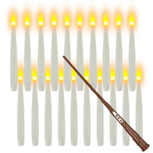 Velas flutuantes de LED com efeito cintilante e controle remoto tipo varinha mágica, velas sem chama para pendurar na janela, alimentadas por